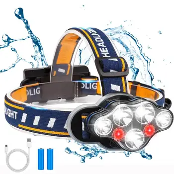 

LEADLY LED Headlight Headlamp 5LED T6 Head Lamp Power Flashlight Torch Head Light 18650 Battery Best For Camping Fishing Light