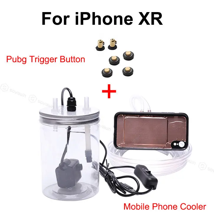 combination for xr Для iPhone триггеров контроллер Pubg геймпад циркулирующий водяное охлаждение чехол для смартфона кулер медный радиатор для iPhone 7 8 Plus - Цвет: combination for xr