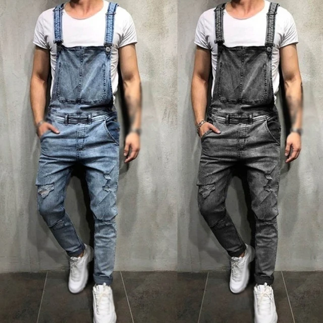 Stretch Jeans Mens Trousers Wild Retro Men's Jeans Streetwear Men Dungarees Jeans Denim Overalls For Men Jean Jumpsuit Straps