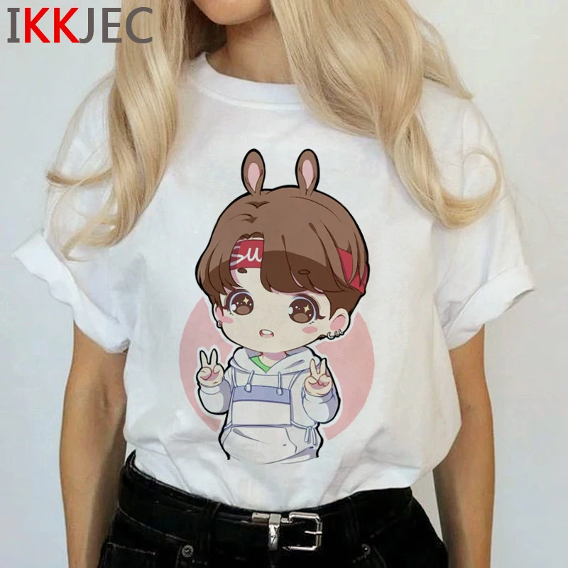 Bangtan Boys Jimin V Harajuku футболка женская Fake Love Ullzang футболка Jungkook J-hope Rm Suga Jin футболка с мультяшным принтом женские футболки - Цвет: 1403