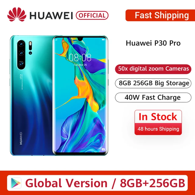 $629,99 Global Version Huawei P30 Pro Smartphone 50x digital Zoom 8GB 256GB Quad Camera 647 Full Screen 