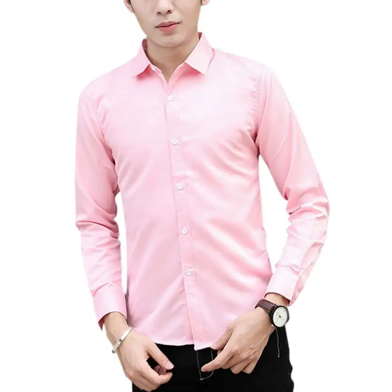 Новая брендовая модная мужская рубашка, топы с длинными рукавами, Тонкая Повседневная одноцветная Мужская рубашка, тонкая деловая рубашка для мужчин, H9