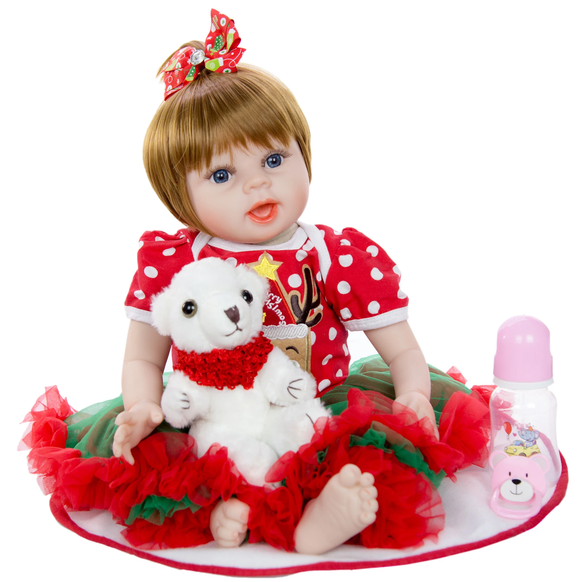 Кукла Reborn Christmas girl 22 дюйма 55 см мягкие силиконовые куклы reborn для тела игрушки