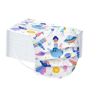 

50pcs Breathable Cartoon Face Facemask Fashion One time Disposable Masks With Design Masker 3Ply Mask Pattern Facemask For Kids