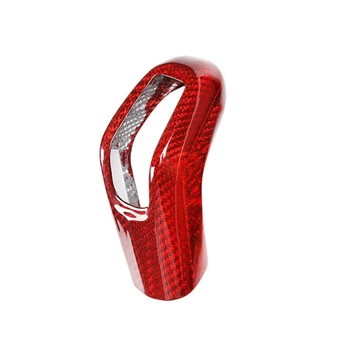 

Car Gear Shift Knob Cover Red Front Accessory Carbon Fiber Protector New
