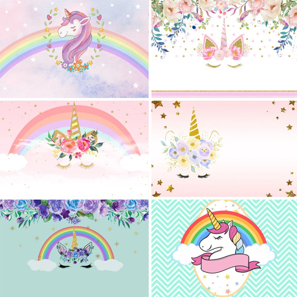 LEVOO Photography Background Flower Unicorn Birthday Party Baby Shower Photocall Photobooth Photo Studio Shoot Prop | Электроника