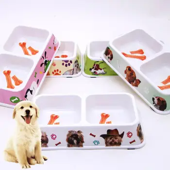 

Double Bowl Nonslip Cartoon Pet Feeder Water Fountain for Cats Dogs Teddy