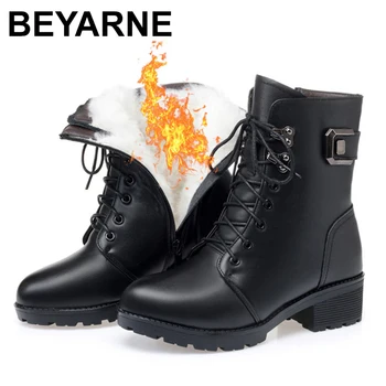 

BEYARNE Ankle Boots Women Winter New 2020 Wool Warm Non-slip Ladies Boots Plus Size 41 42 43 Winter Snow Boots