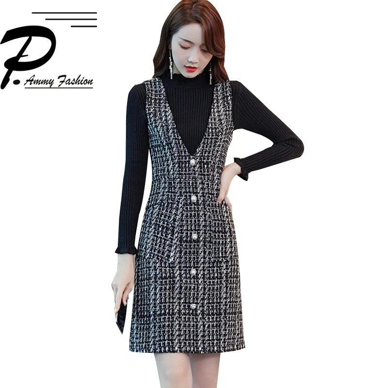 Комплект из 2 предметов осенне-зимний женский элегантный джемпер с длинным