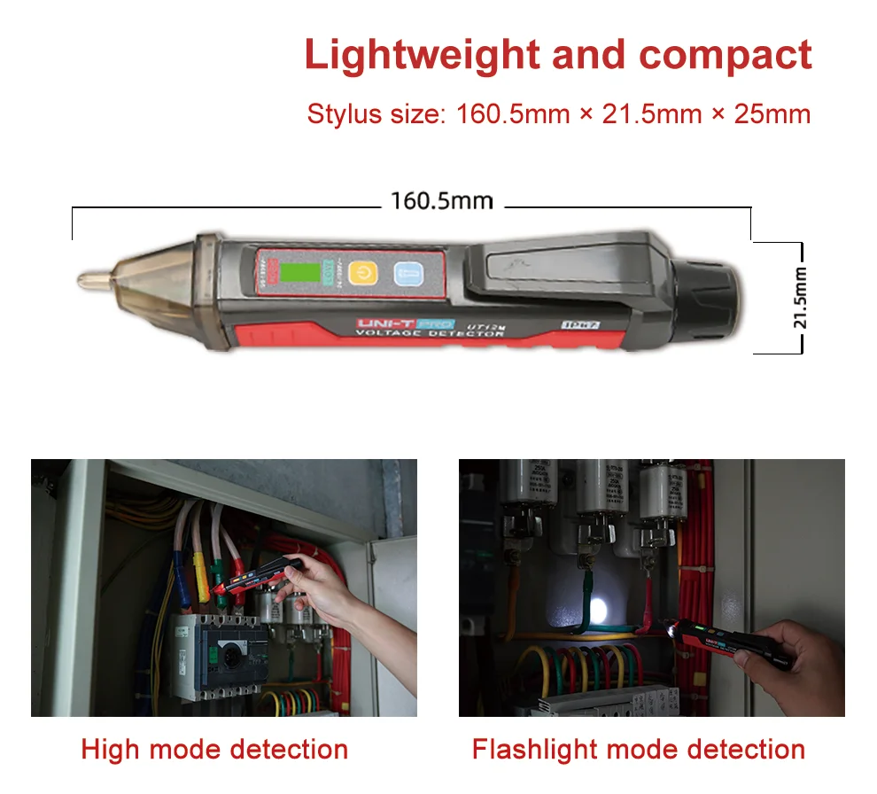 Детектор Напряжения Бесконтактный смарт-тест-ручка IP67 UT12E UT12M определение нулевой линии огня Обнаружение напряжения голосовой светильник сигнализация