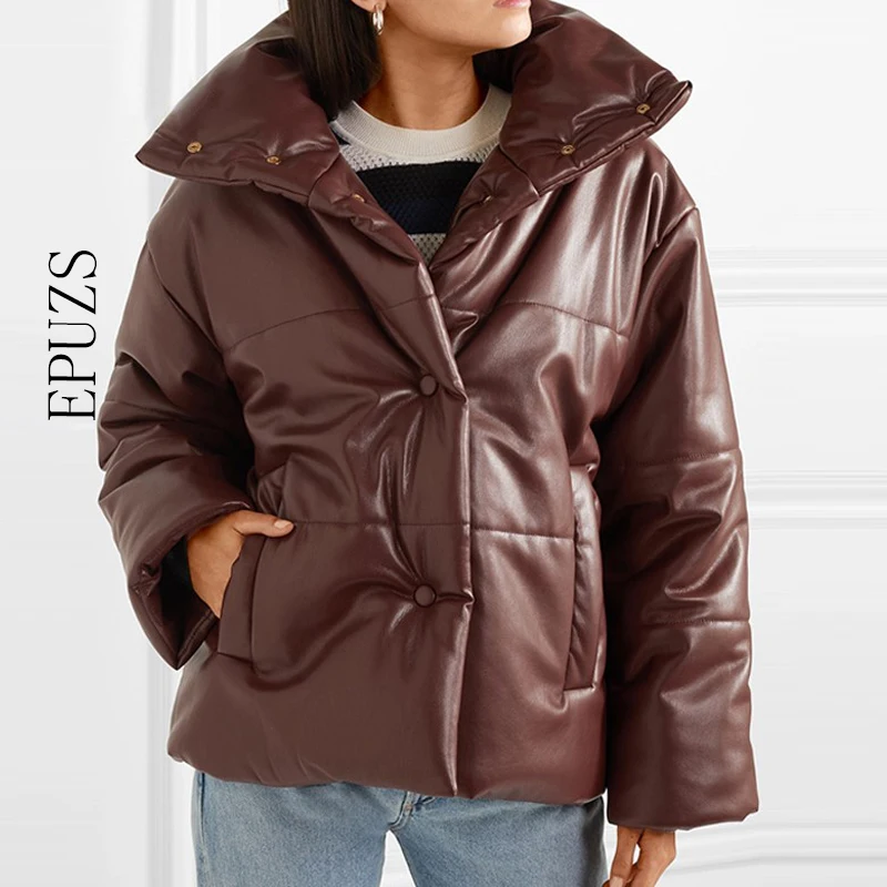 

Winter coat women tick wram PU leather parkas women coat Streetwear punk black parkas korean winter coats 2020