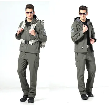 

Softshell Shark Skin Tactical Military Uniform WaterProof Hunting Jacket+Pants Combat Camouflage Clothes Army Uniform For Men