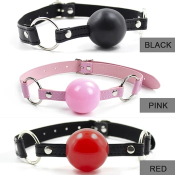 Couples Solid Open Mouth Ball Soft Silicone Gag Sex BDSM Bondage Fetish Leather Strap Gag Ball Sex Toy for Women Erotic Toys New 2