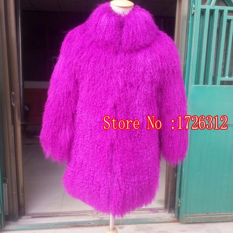 2020Women real mongolian sheep fur coat with