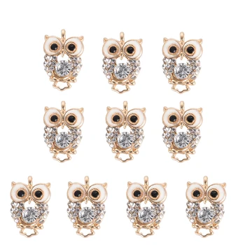 

10pcs /set Fashion Charms Gift Enamels Rhinestone Owl Alloy Pendant DIY Bracelet Necklace Earrings Jewelry Accessories