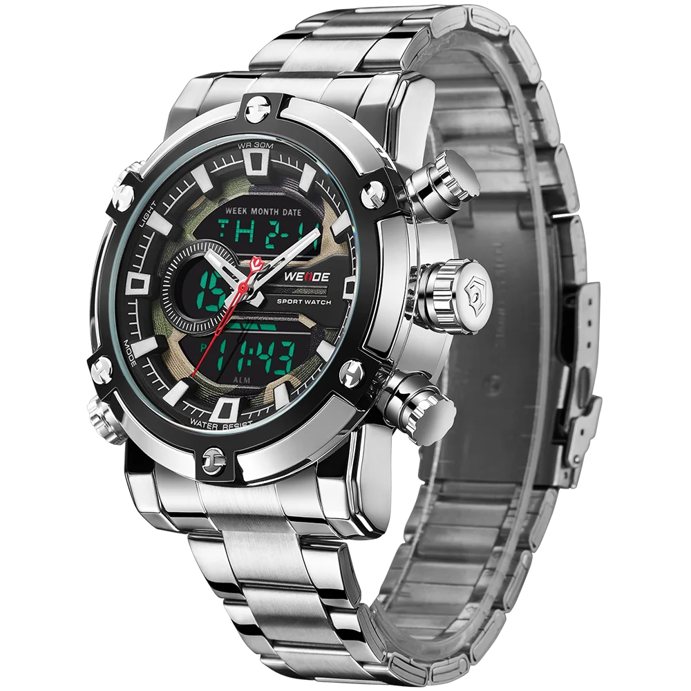 WEIDE часы мужские новые европейские роскошные мужские спортивные деловые Кварцевые Мужские Аналоговые Цифровые часы с ЖК-дисплеем и календарем несколько раз мужские часы - Цвет: WH9603-5C