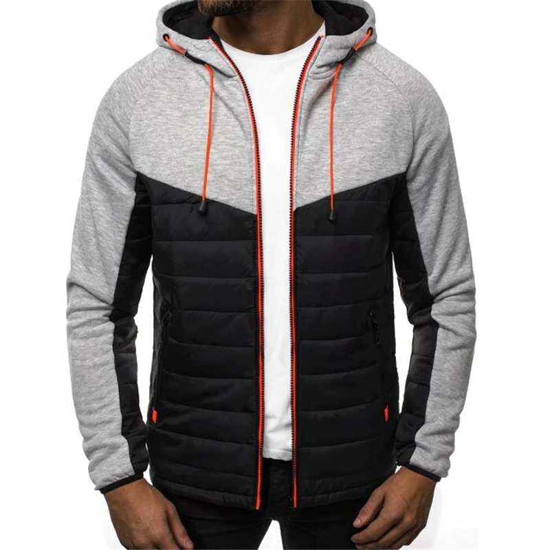 Comprar Nueva chaqueta con capucha informal con empalme con estampado para hombres sudaderas con capucha moda Abrigo con capucha cárdigan más ropa de lana Casual