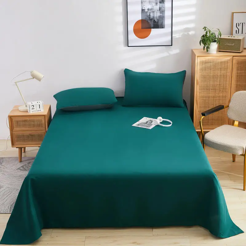Bonenjoy 1 pc Bed Sheet Single Size Green Solid Color Top Bed Sheet Microfiber Flat Bed Sheet