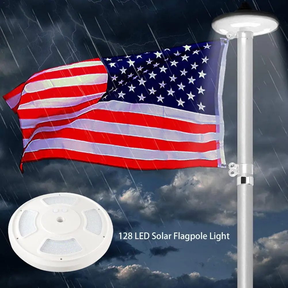 

128 LED Solar Umbrella Lamp Outdoor Waterproof IP65 Solar Flagpole Light Camping Tent Lamp Garden Courtyard Floodlight
