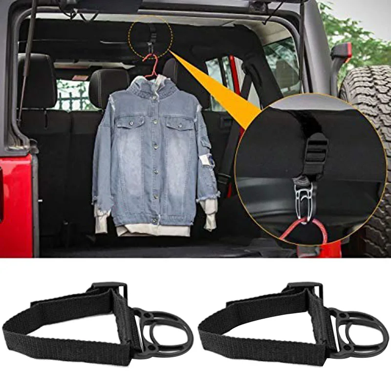 Car Seat Headrest Hook Car Storage Hook 2Pcs Roll Bar Coat Hanger Clothes Hook for Jeep Wrangler