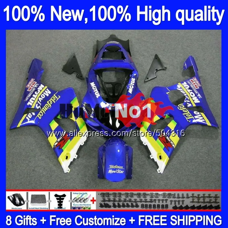 Средства ухода за кожей для SUZUKI GSXR 1000 GSX-R1000 GSXR1000 1000CC Movistar Синий 19MC. 21 GSXR-1000 K2 GSX R1000 2000 2001 2002 00 01 02 обтекателя