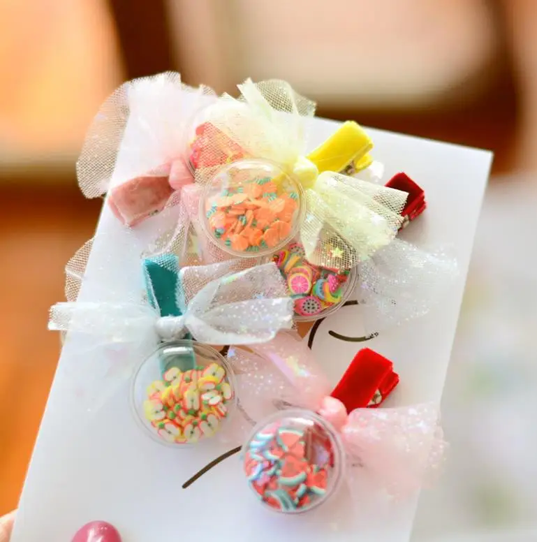 

Детские заколки для волос с фруктами для девочек, Новые прозрачные заколки для волос, модные детские заколки для челки из ПВХ, мультяшная повязка для волос, аксессуары для волос