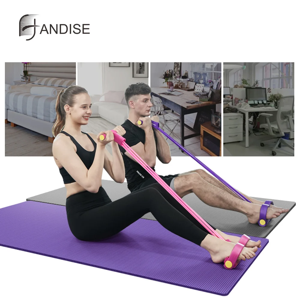 Fitness Resistance Bands Exercise Equipment Elastic Sit Up Pull Rope Gym Workout Bands Sport Training 4 Tube Pedal Ankle Puller