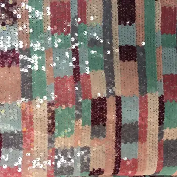 

LASUI 1 yard NEW For evening dress skirt decorative cloth Multicolor Geometric patterns sequins mesh lace fabrics W0150