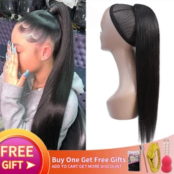 Ponytail Human Hair Straight Drawstring Pony Tail Clip In Hairpiece Black Brazilian Ponytail Extensions For Women