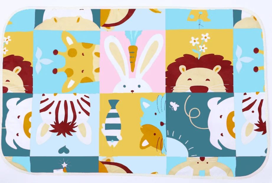 Color animal head Ребенок с ватными тампонами из искусственного меха, для малышей, 3 слоя Водонепроницаемый матрасик для пеленания ребенка негабаритных 75X120 детский матрас складной детский матрас кровата - Цвет: Color animal head