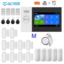 Tuya wi fi gsm sistema de alarme segurança em casa sem fio 4.3 Polegada tela app controle remoto presente detector fumaça para casa kit alarme