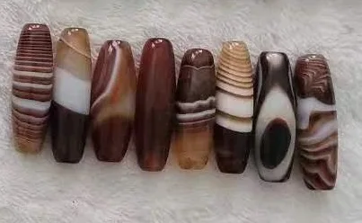 8psc/lot wholesale In bulk length40MM selected charm natural beautiful striped sardonyx rare Yellow and white beads patterns 6