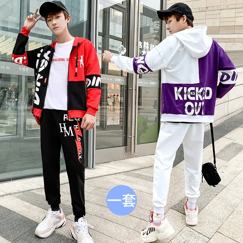 

[Have Quality Inspection Report] Set Men's Spring And Autumn Teenager Trend Hoodie Two-Piece Set T019 P8