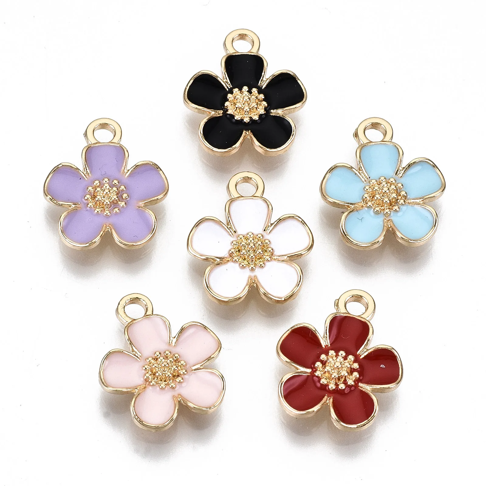 10Pcs Metal Enamel Cute Flower Pendants Charms For Women Necklace Bracelet Earring Dangle DIY Jewelry Making Findings Wholesale