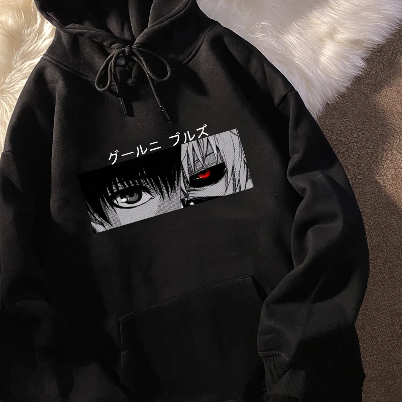 Tokyo Ghoul Kaneki Ken ojos Japón Impresión de Anime jerseys con capucha suelta Hip Hop sudadera ropa de calle Punk Harajuku mujeres Sudadera con capucha