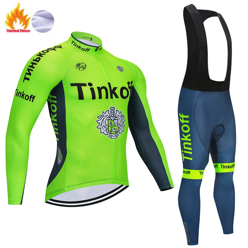 Tinkoff команда Велоспорт Джерси 9D велосипед брюки набор Ropa Ciclismo мужские зимние термо флис pro трикотаж для велосипедистов Maillot wea - Цвет: 7