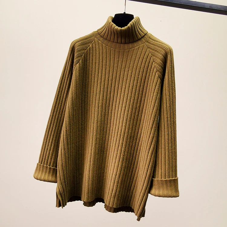 Vintage turtleneck sweater women loose lazy long sleeve Pullover modis all match sweaters autumn and winter knitted tops