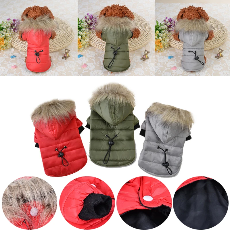 Хлопковая зимняя теплая одежда для маленьких собак для чихуахуа, мягкая меховая куртка с капюшоном для щенков, одежда для собак, 5 размеров, пальто для собак
