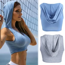 Жилет с капюшоном для женщин, топ, жилет для йоги, Удобный Повседневный хлопок, чистый цвет, для бега, спортивный укороченный, для фитнеса, для зала, модный, Joggerpant