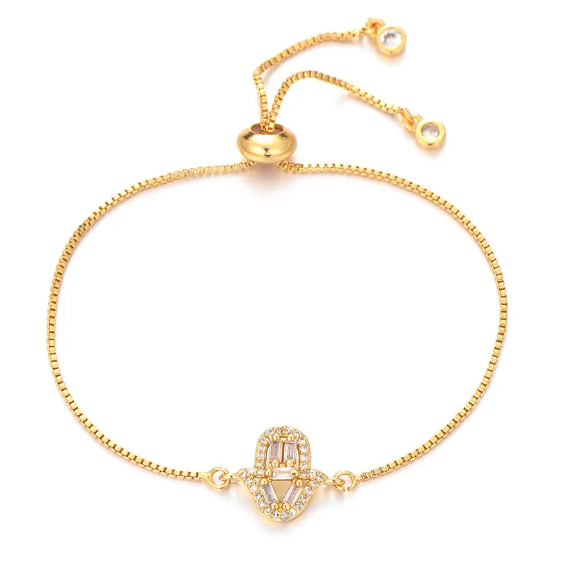 clear gold Pipitree модные синие CZ циркониевые микро проложенные Хамса Браслеты для рук для женщин и мужчин ползунок цепи браслет ювелирное изделие подарок - Окраска металла: clear gold