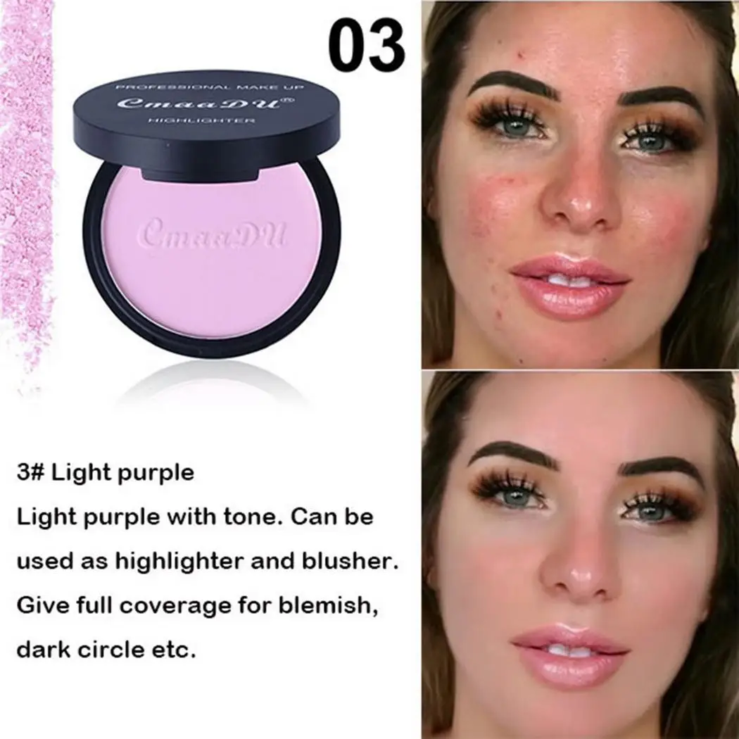 

Women Pink Facial Makeup Matte Concealer Pressed 9g 4 Models Light pink, Pink, Purple, Brown Face Powder