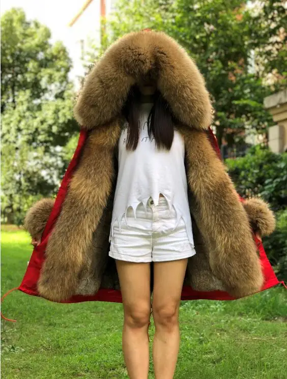 Fandy lokar, парка из натурального меха, зимняя женская куртка, Модная парка из натурального меха лисы с подкладкой из натурального меха кролика, теплые меховые пальто - Цвет: FP03