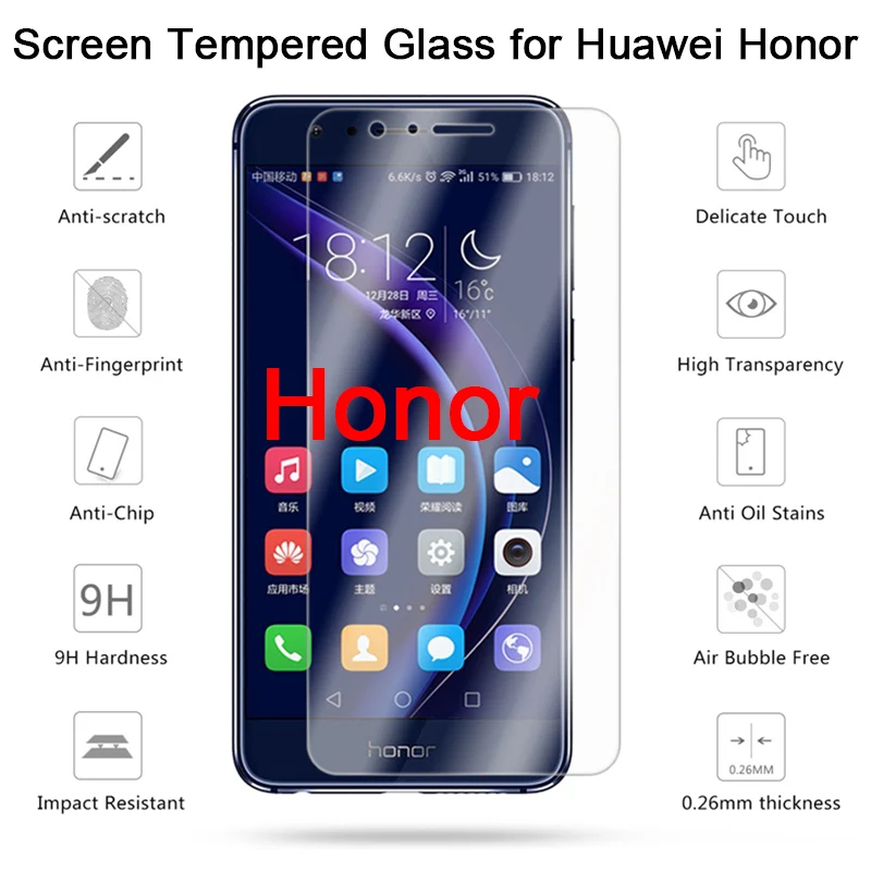 2 шт 9H Защитная пленка для экрана из закаленного стекла для huawei Honor 8 Pro 8C 7S 7 Lite 6 Защитное стекло для Honor Note 10 8
