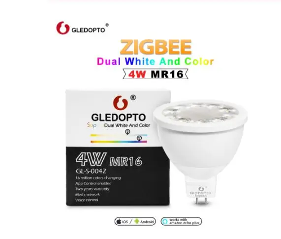 

Zigbee Voice control RGBW 4W MR16 smart LED bulb DC12V LED RGB+CCT spotlight color and white LED lamp work with echo plus hub