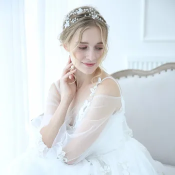 

Wholesale Double Layers Flower Alloy Hair Band Extensions Hair Crystal Bridal Flower Headband