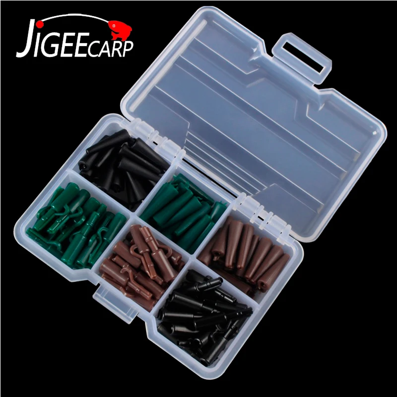 

JIGEECARP 60sets Carp Fishing Plastic Safety Lead Clips Set with Tail Rubbers Tubes Europ Carping Terminal Tackles Accessories