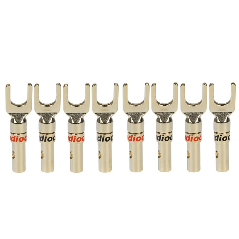 S101G Spade Plug 24K Gold Plated Fork Speaker Y Connector Adapter Plugs HIFI DIY | Электроника