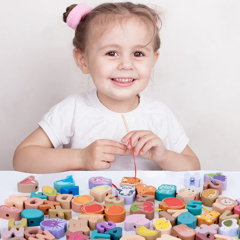 

Large Particle Beaded Building Blocks Kindergarten Baby Children Hand Threading Rope Interactive Toys