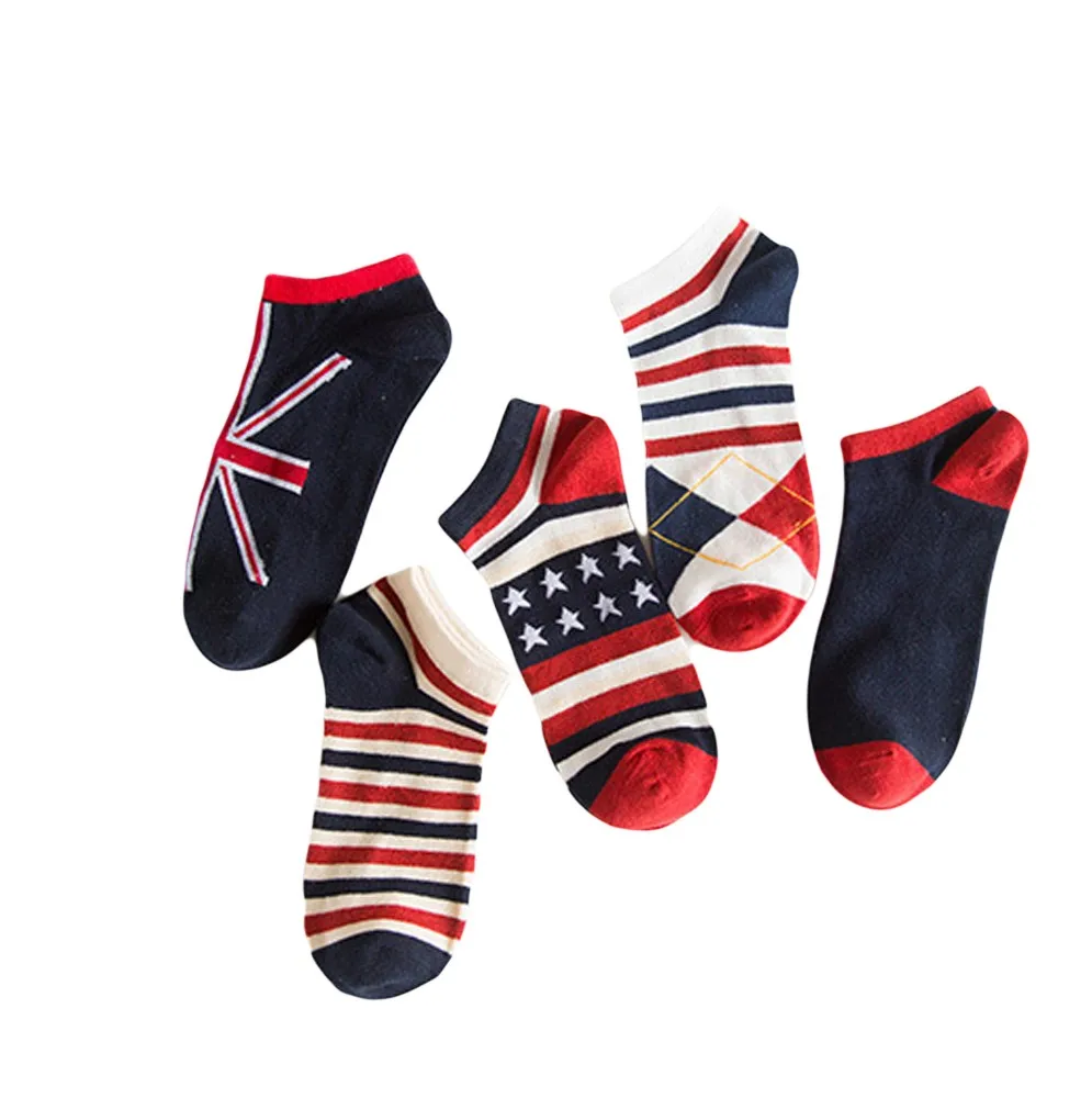 New Mens Comfortable Sports Mosaic Pattern Cotton Sock Stripe Series Fashion Casual Slippers Short Soft Ankle Socks