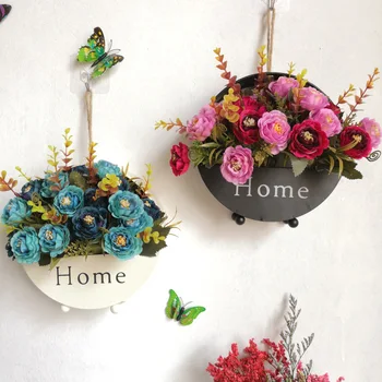 

Creative Iron Wall Hanging Flower Basket Plant Bonsai Pots Metal Handmade Wall Storage Shelf for Home Balcony Garden Decoration
